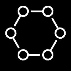 Six white nodes connected in hexagon Six white nodes connected in hexagon