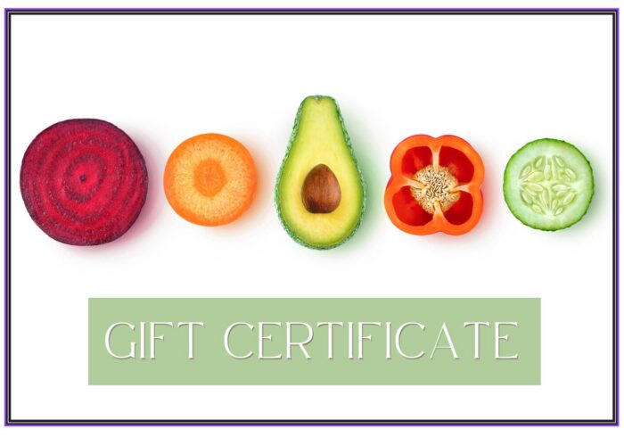 Gift certificate with sliced produce Gift certificate with sliced produce